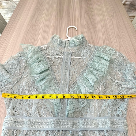 NWOT Gorgeous Vintage Lace Sequin Mesh Ruffle Patchwork Tulle Dress - Picture 4 of 8